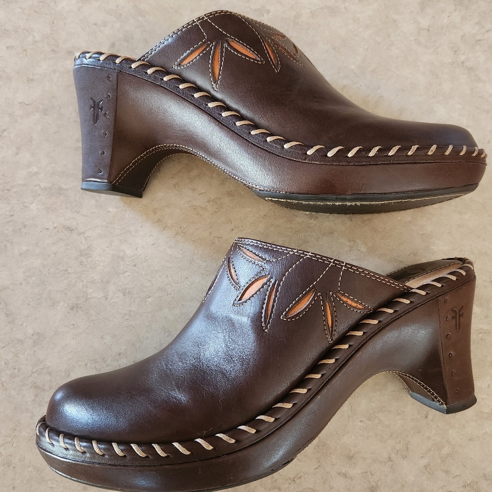 Frye Brown Leather Women's Clogs